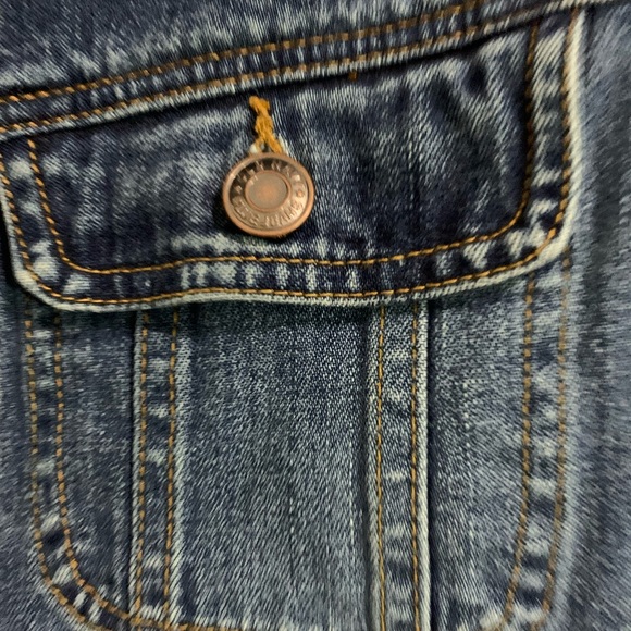Old Navy Women Classic Blue jean jacket denim snap stretch Small Boho western - Picture 5 of 9